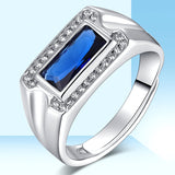 Luxury Blue Gem Silver Ring
