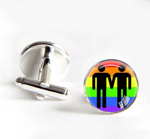 Rainbow Pride Style Round Cufflinks