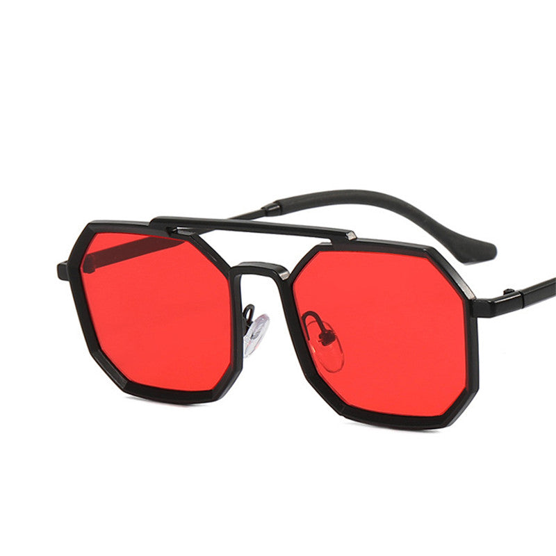 Retro Polygonal Double Bridge Sunglasses