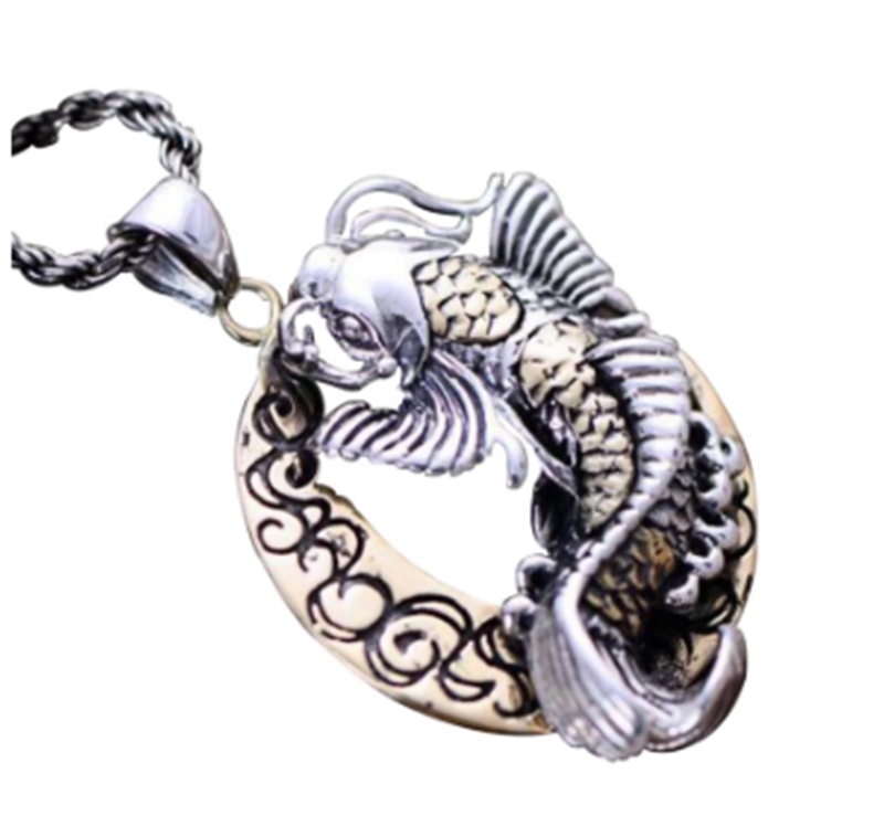 Crescent Fish Sterling Silver Pendant