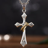 Religious Crossed Ring Cross Pendant