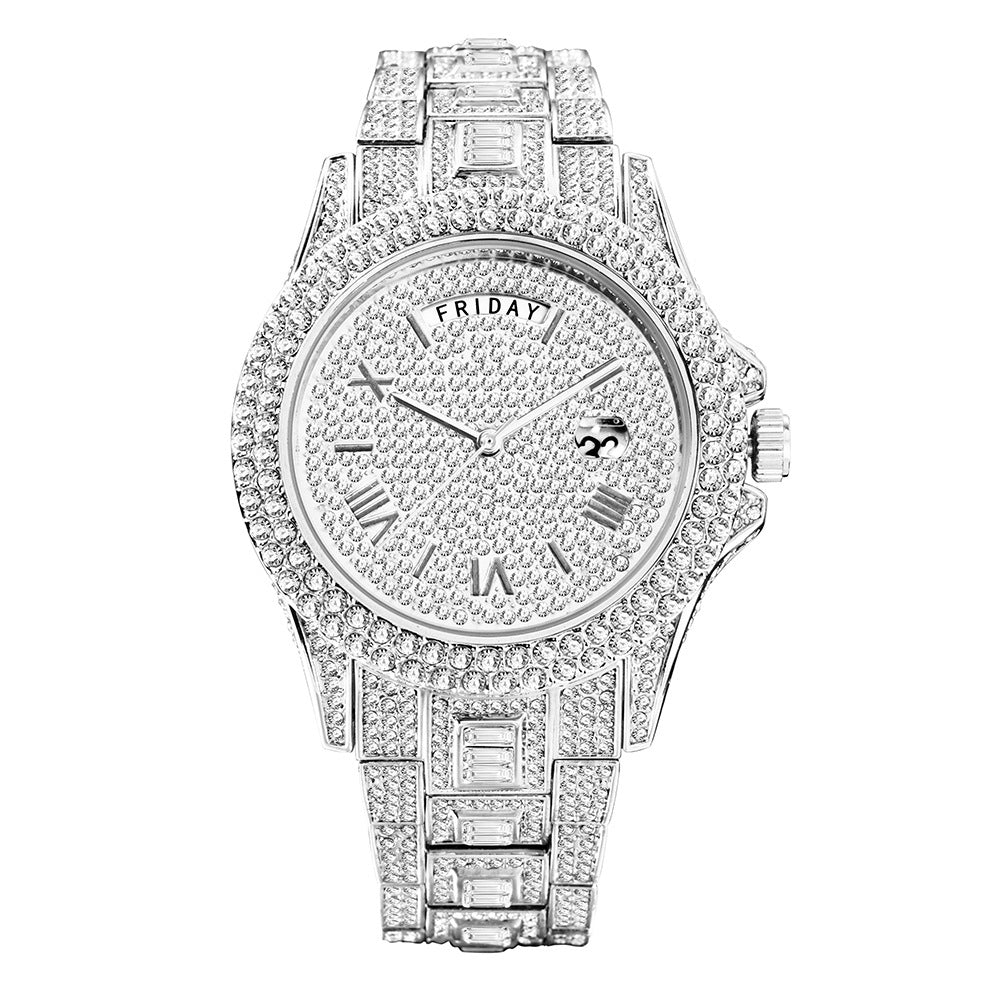 Luxury Round Dial Rhinestone Watch