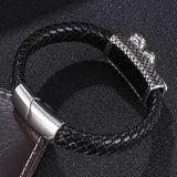 Snake Buckle Woven Leather Bracelet