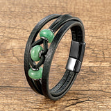 Three-Stone Leather Rope Bracelet