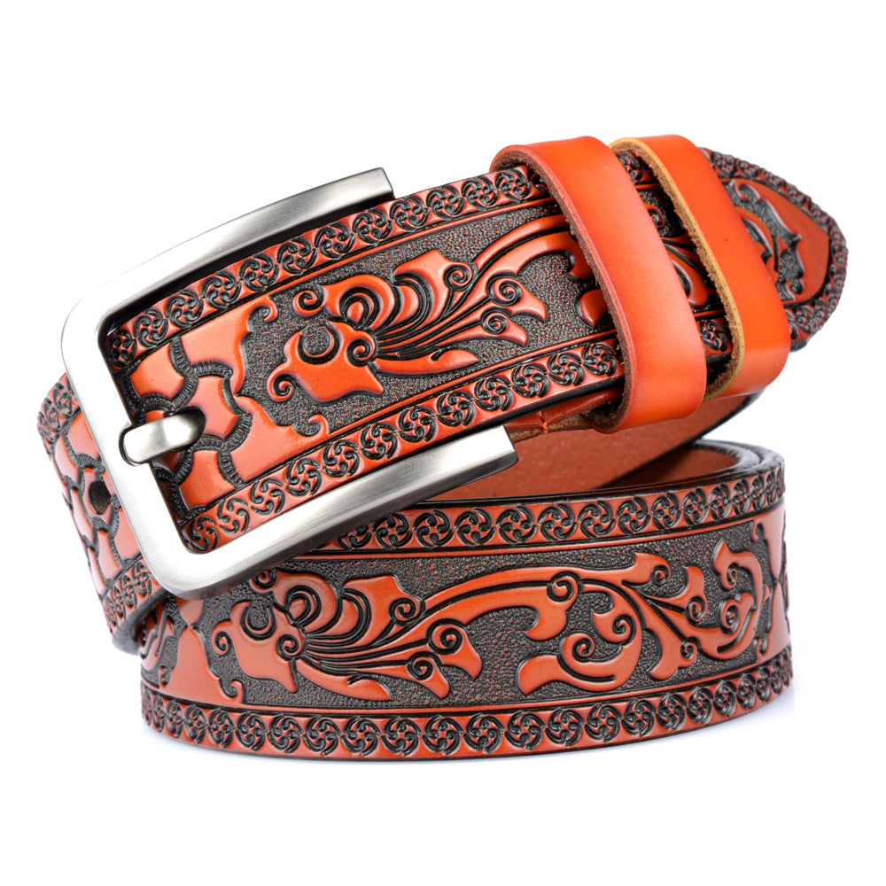 Retro Carved Floral Pattern Belt