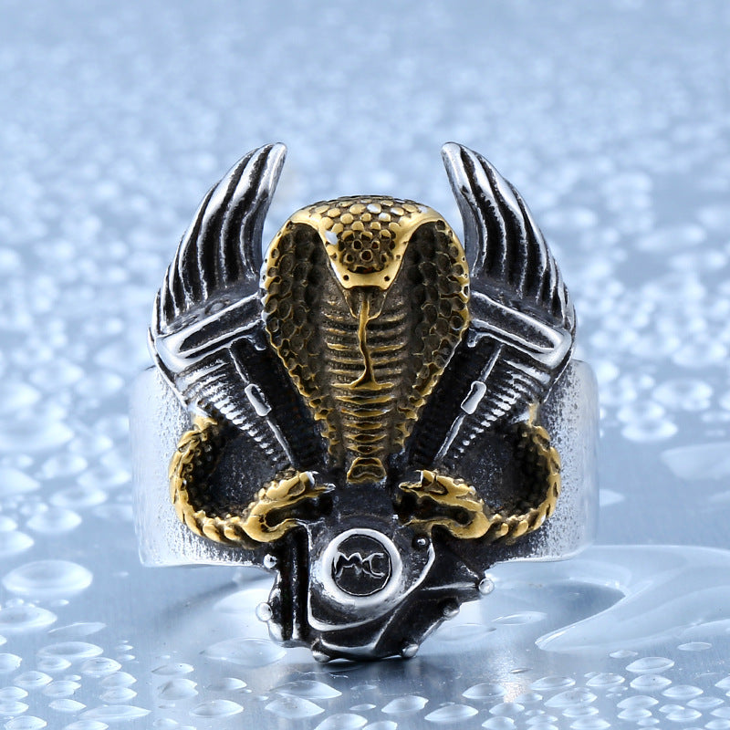 Punk Stainless Steel Cobra Shape Ring