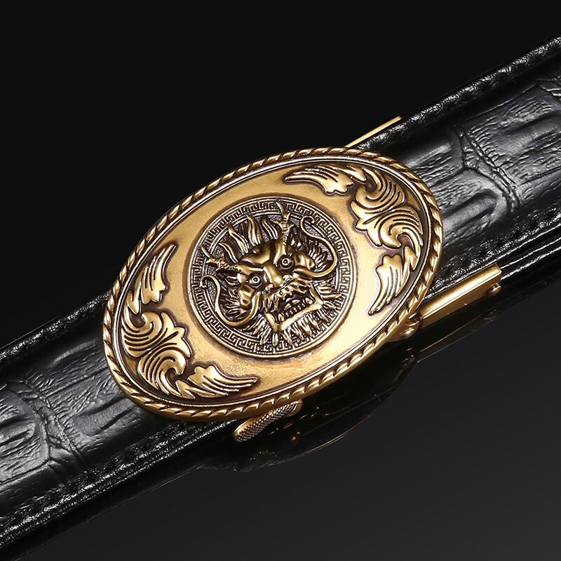 Ethnic Geometric Animal Cowhide Leather Belt