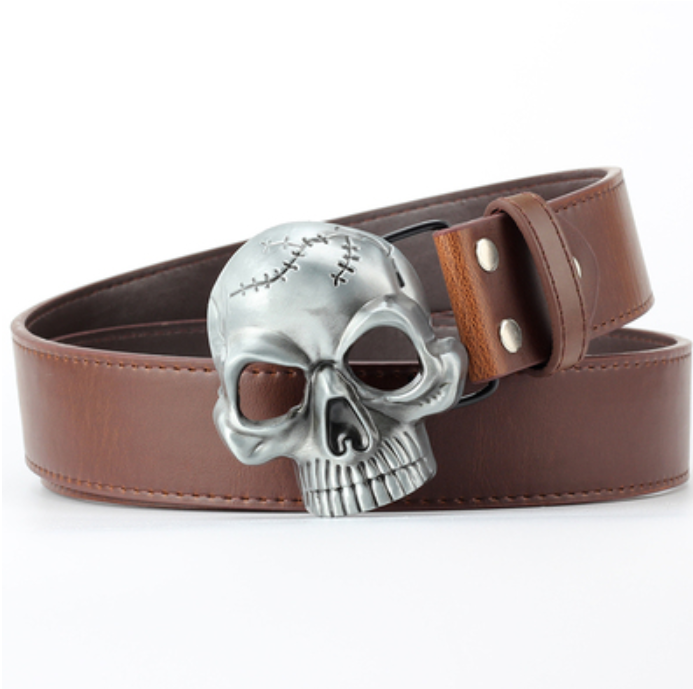 Alloy Skull Buckle Leather Belt