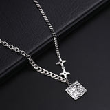 Geometric Square Sterling Silver Chain Necklace