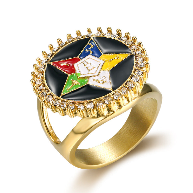 Anneau de strass étoiles coloré rétro