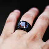 Square Gemstone Titanium Steel Ring