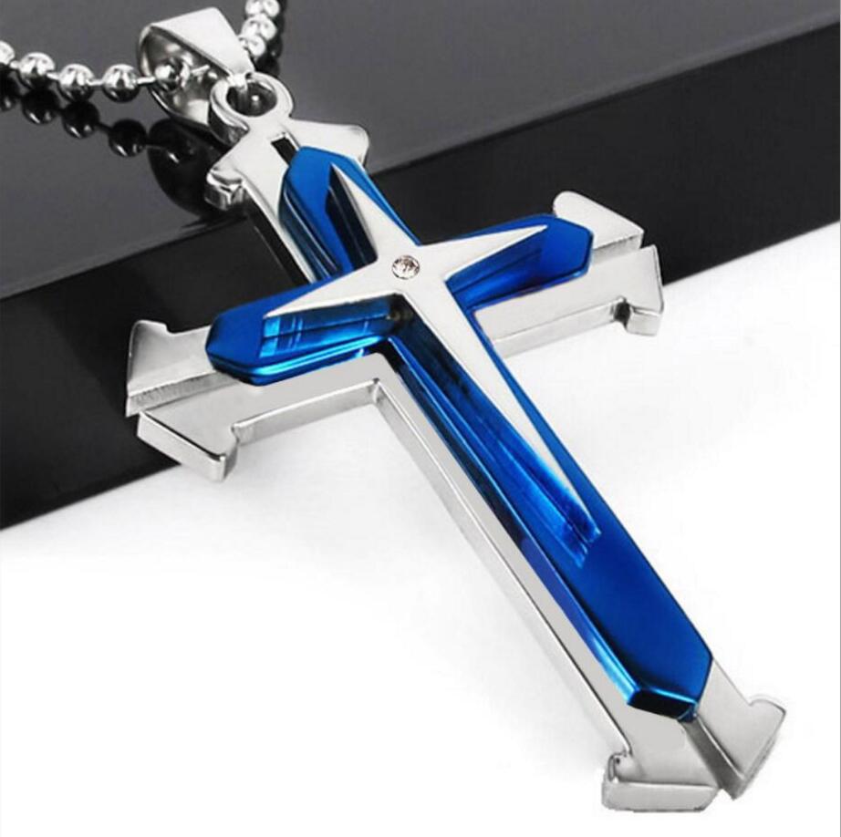 Religious Three Stacks Cross Pendant Necklace