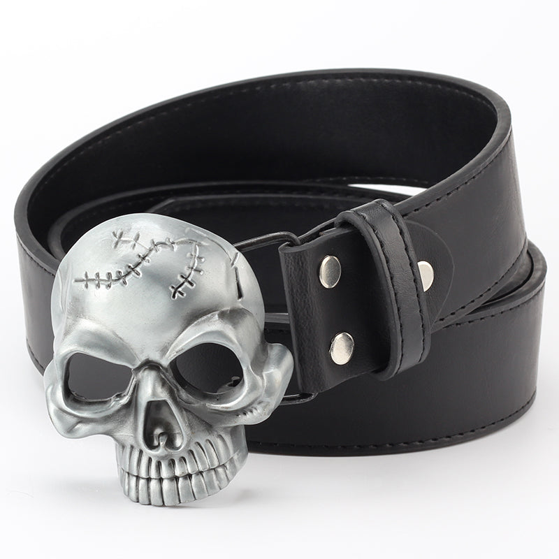 Alloy Skull Buckle Leather Belt