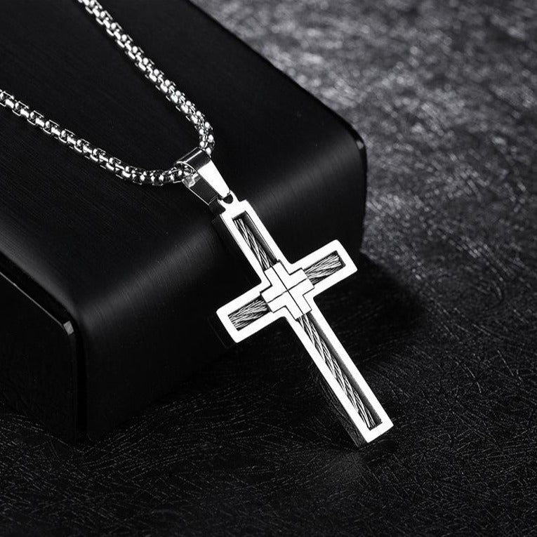 Geometric Titanium Steel Cross Necklace