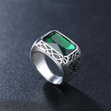 Retro Square Green-Emerald Gemstone Ring