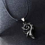 Punk Dragon Flame Leather Rope Necklace