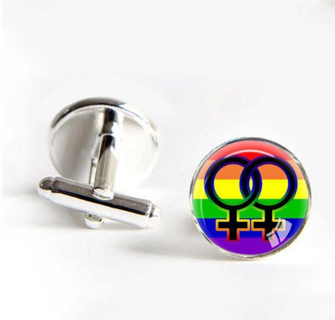 Rainbow Pride Style Round Cufflinks
