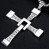 Titanium Steel Rhinestone Cross Necklace