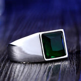 Simple Square Gemstone Stainless Steel Ring
