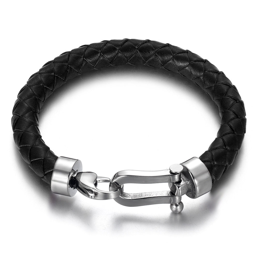 Bracelet de cordon de titane en cuir Pu décontracté