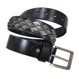 Rivet Alloy Black Leather Belt