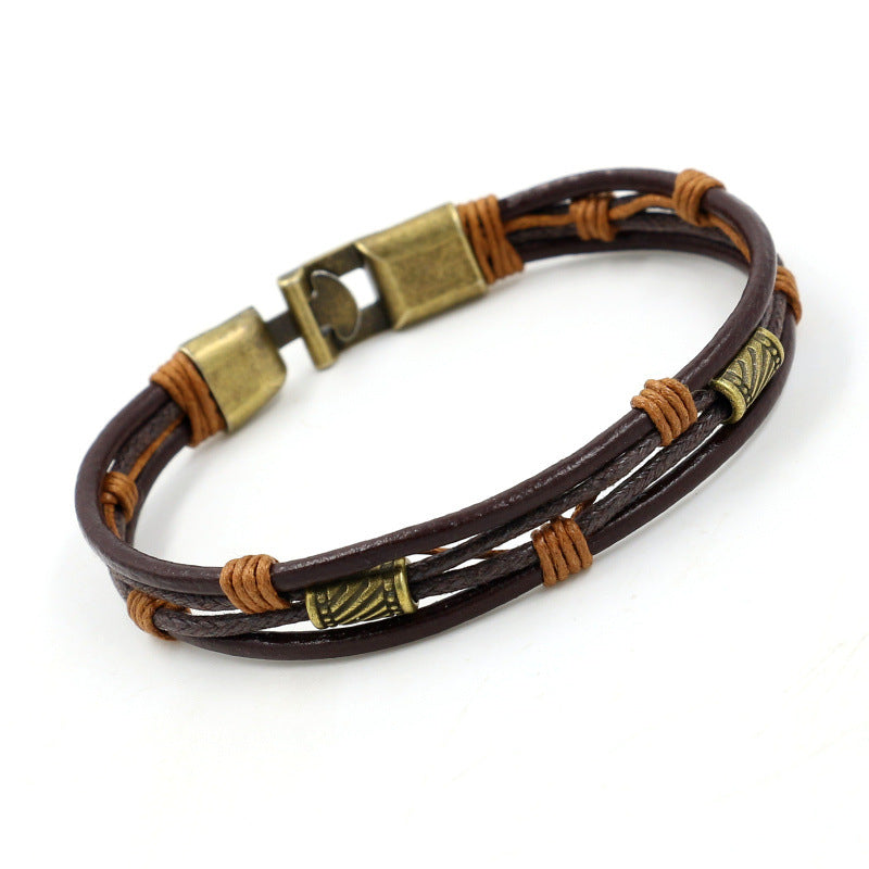 Bracelet en cuir multi-style vintage