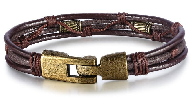 Bracelet en cuir multi-style vintage