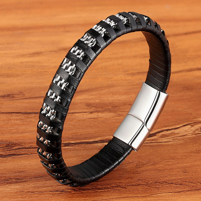 Casual Multi-Leder-Seiltitanarmband