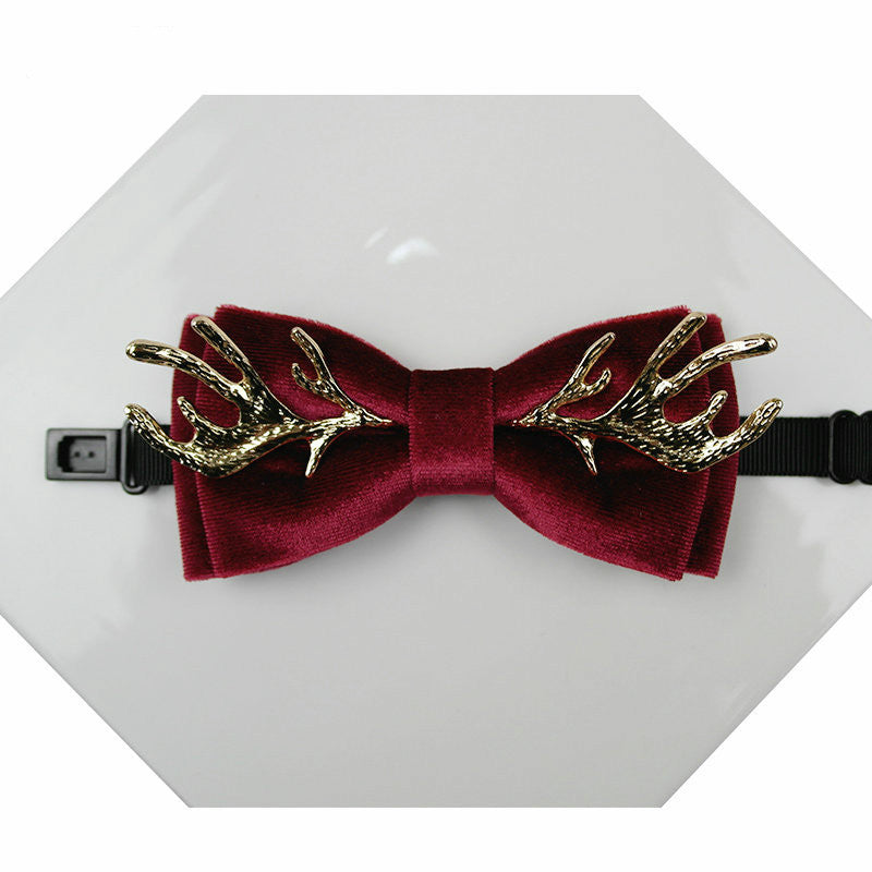 Antlers Decoration Velvet Bow Tie