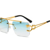 Double Beam Trimmed with Leopard Decoration Sunglasses