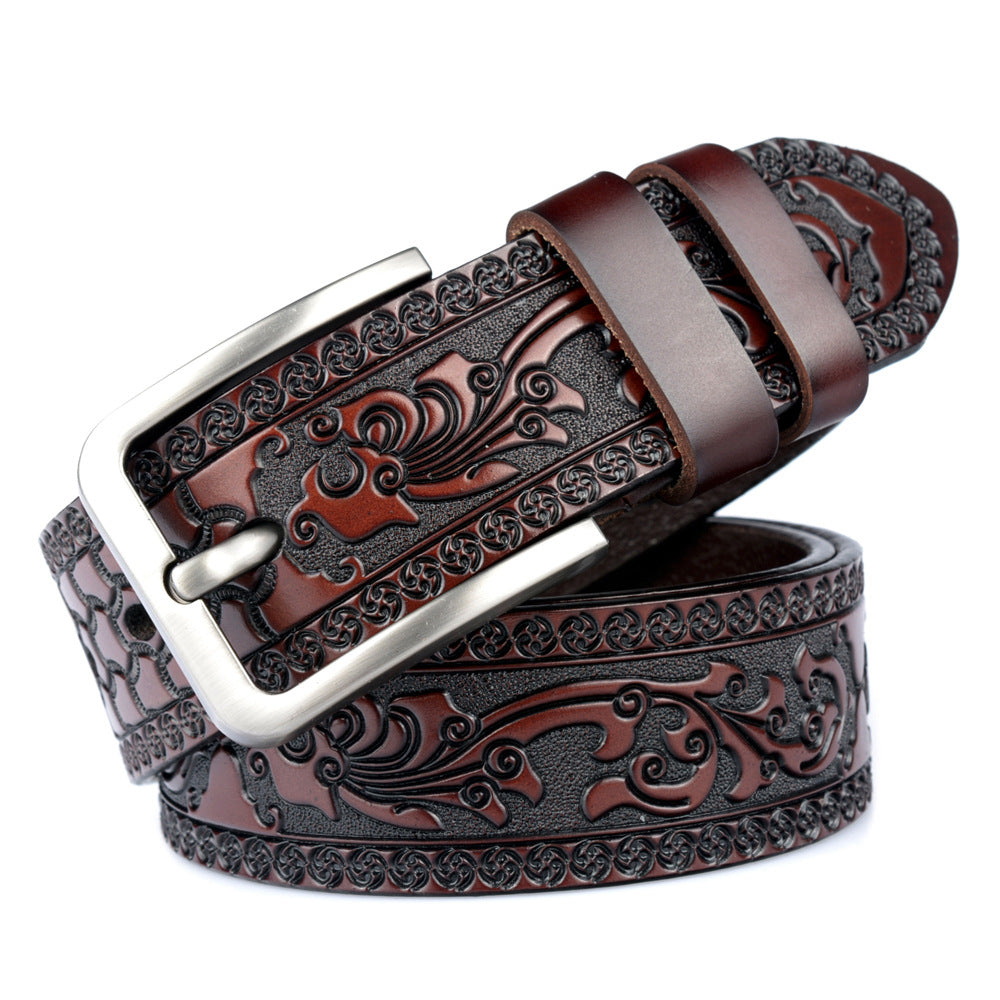 Retro Carved Floral Pattern Belt