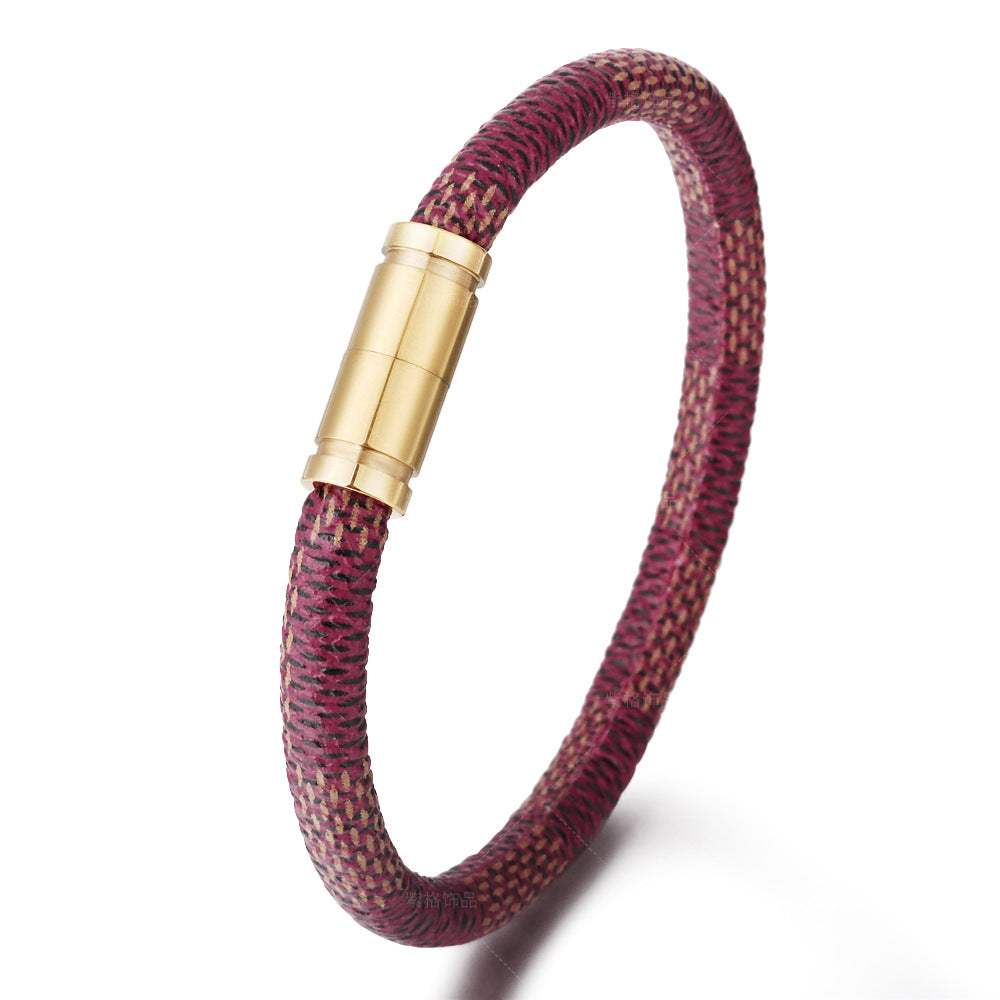 Retro Magnetschnalle Ledermanschette Armband