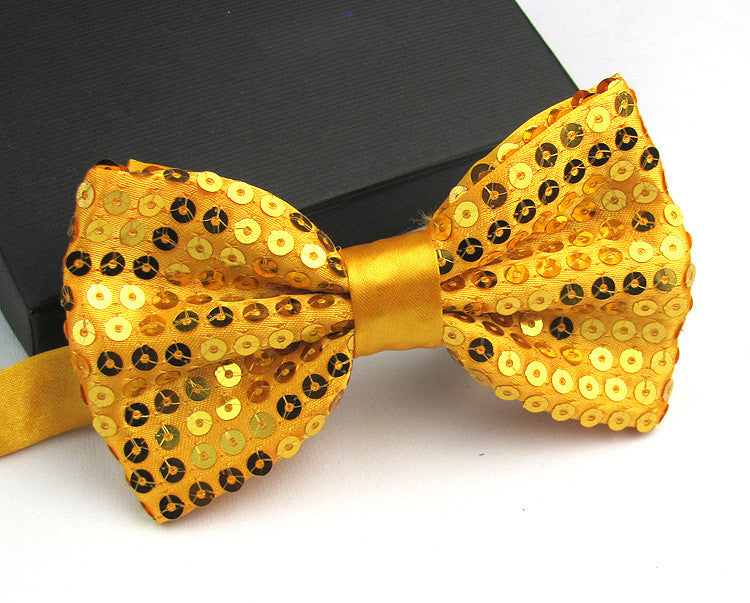 Bright Solid Sequined Bow Tie