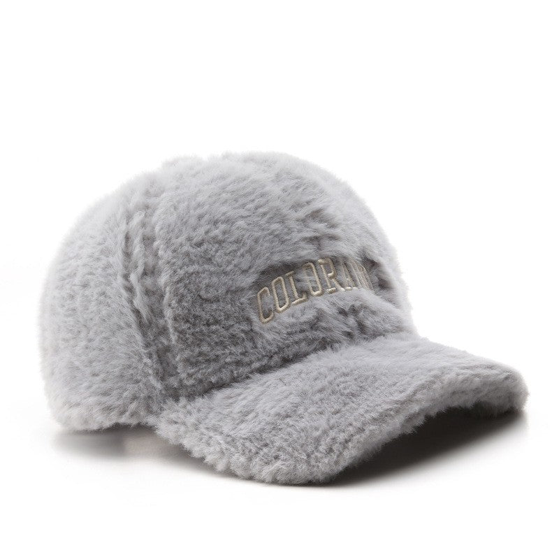 Gorra de felpa sólida con bordado de letras