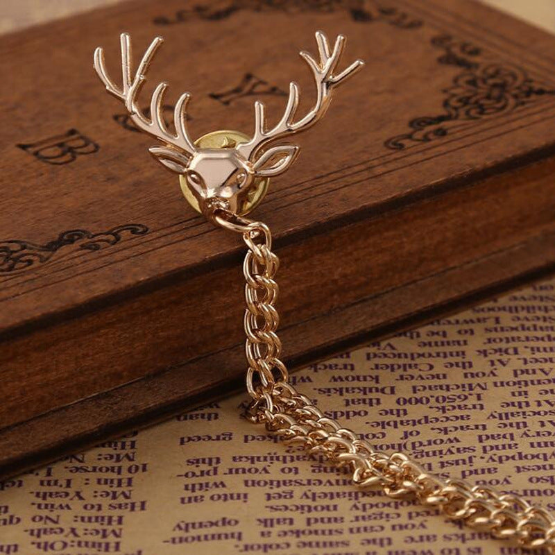 Broche de alfiler de aleación de cabeza de venado de cadena