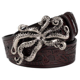 Octopus Smooth Buckle Embossed Leather Belt