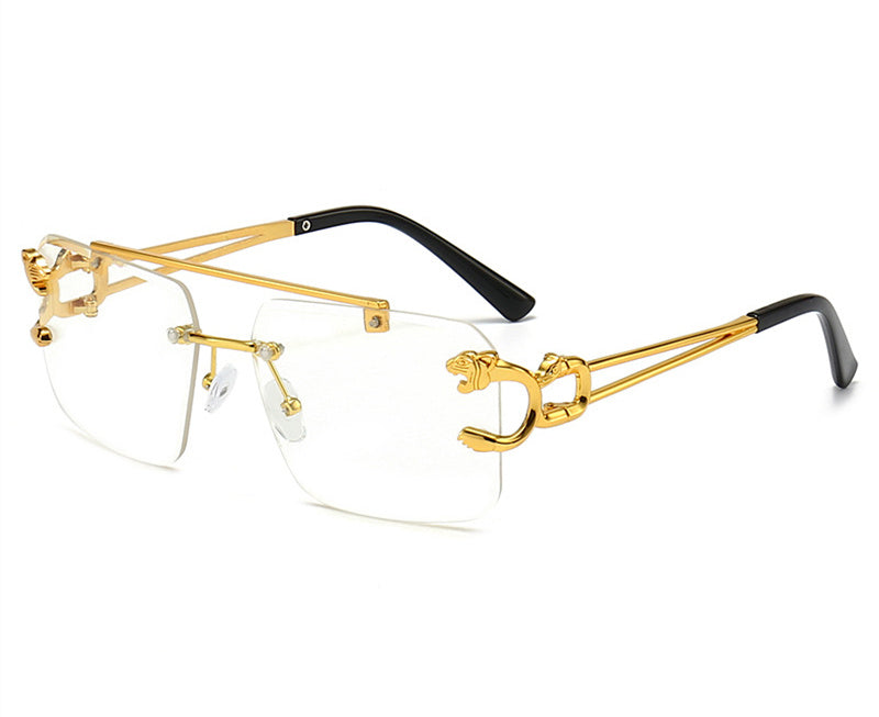 Double Beam Trimmed with Leopard Decoration Sunglasses