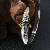 Bearded Pirates Design Silver Cuff Bracelet