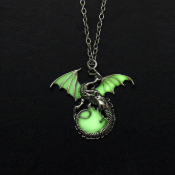 Ancient Dragon Pendant Chain Necklace