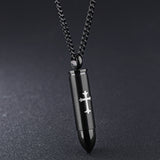 Bullet Shape Cross Titanium Steel Necklace