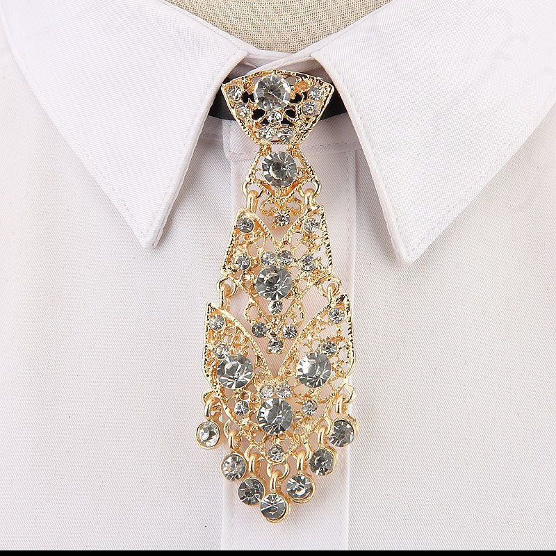 Alloy And Rhinestone Tassel Style Tie