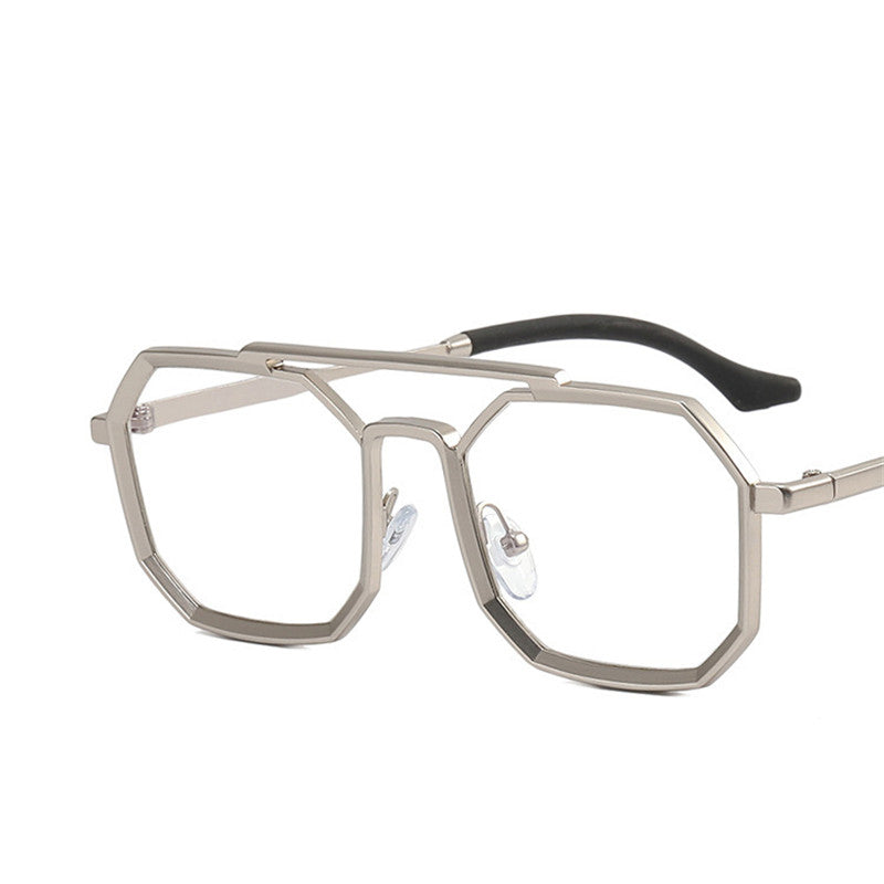 Retro Polygonal Double Bridge Sunglasses