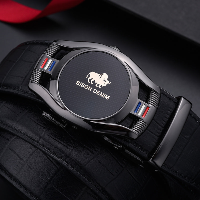 The Bison Denim Metal Buckle Leather Belt