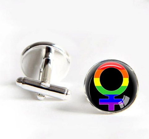 Rainbow Pride Style Round Cufflinks