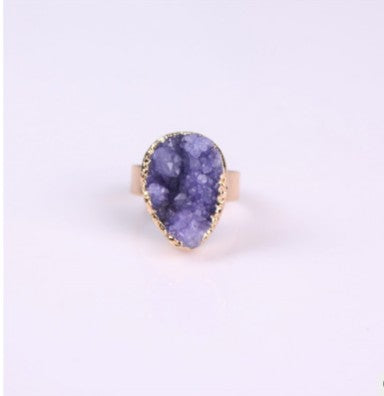 Natural Stone Agate Crystal Bud Ring