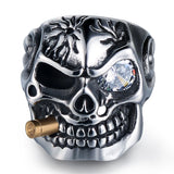 Smoking Skull Style Gothic Ring