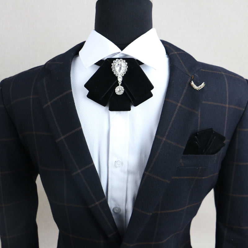 Rhinestone Decoration Velvet Multi-Layer Square Tie