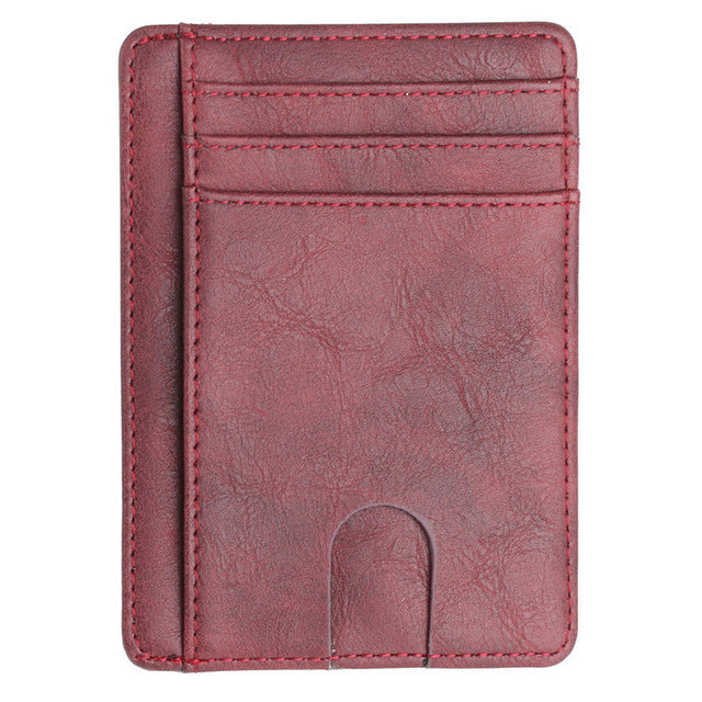 Minimalist Solid Color PU Leather Card Wallet