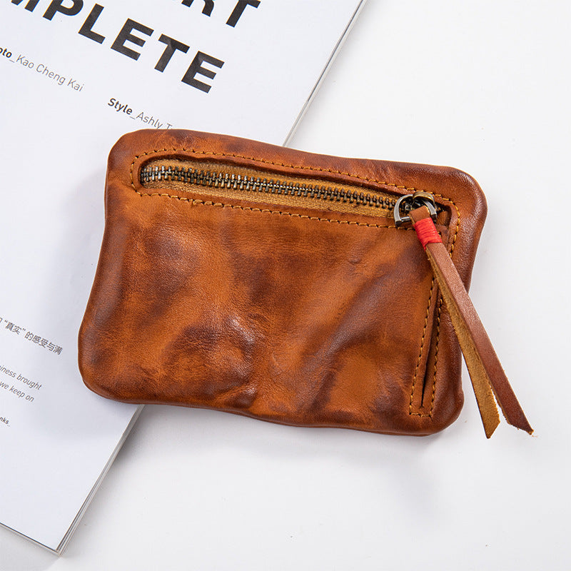 Retro Coin Purse PU Leather Zipper Wallet