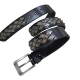 Cinturón de cuero negro de aleación con remaches